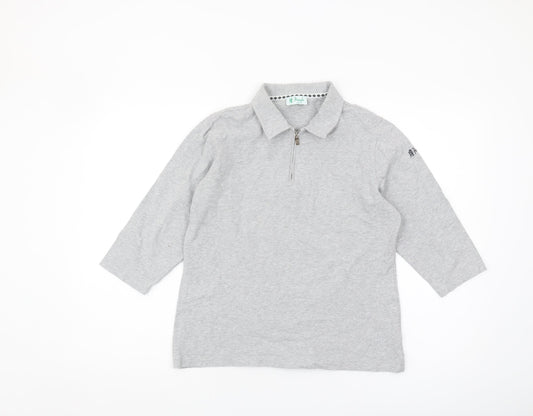 Pringle Golf Unisex Grey Collared Top, Size L Casual Zip