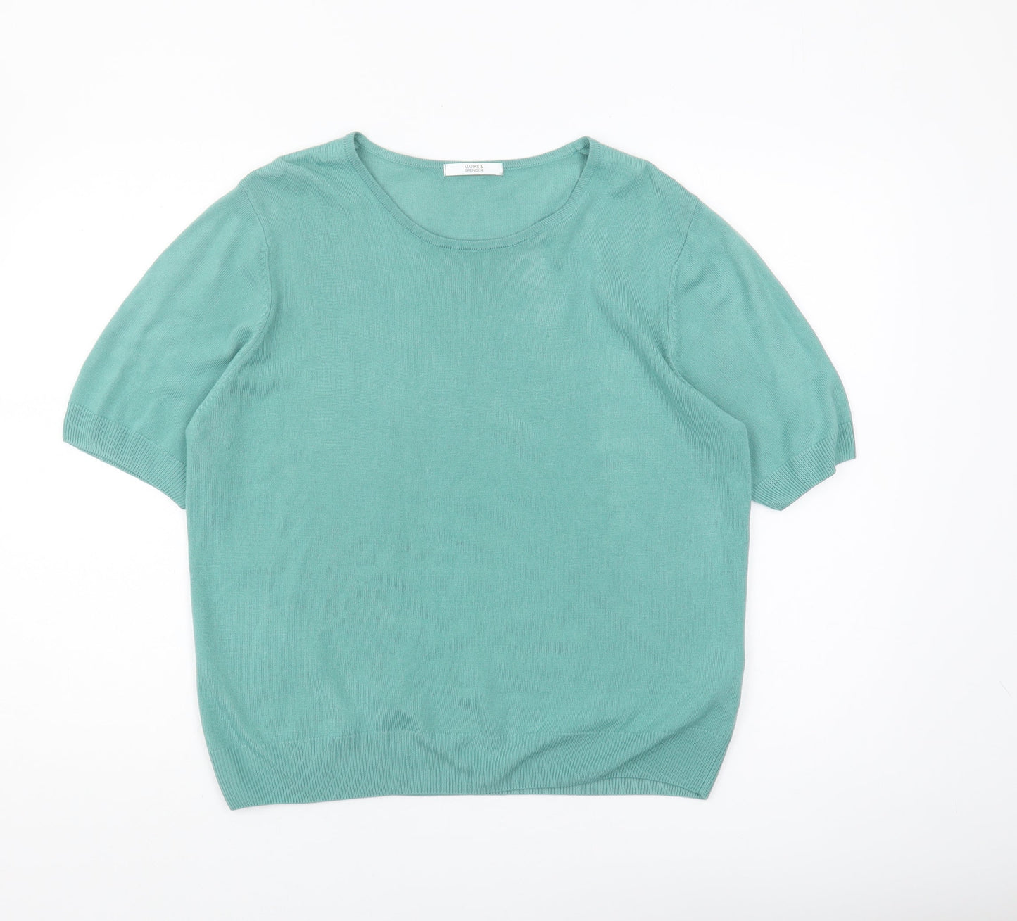 Womens UK Size 18 Marks and Spencer Green Basic T-Shirt