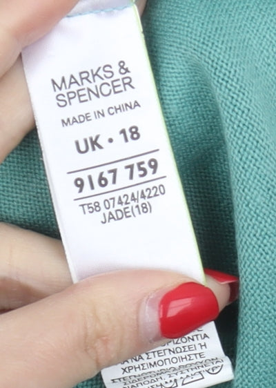 Womens UK Size 18 Marks and Spencer Green Basic T-Shirt