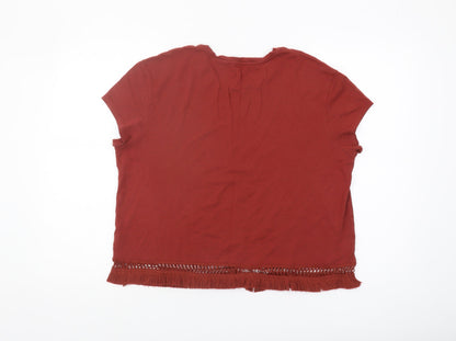Womens UK Size 18 Marks and Spencer Red Basic T-Shirt