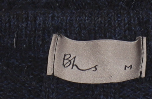 BHS Men's Blue Argyle V-Neck Pullover Jumper M