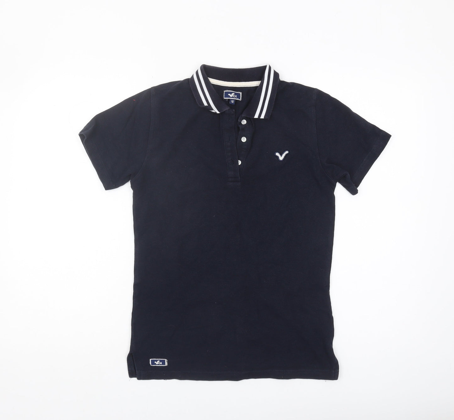 Voi Women's Black Polo Shirt Size 12 - Classic Style