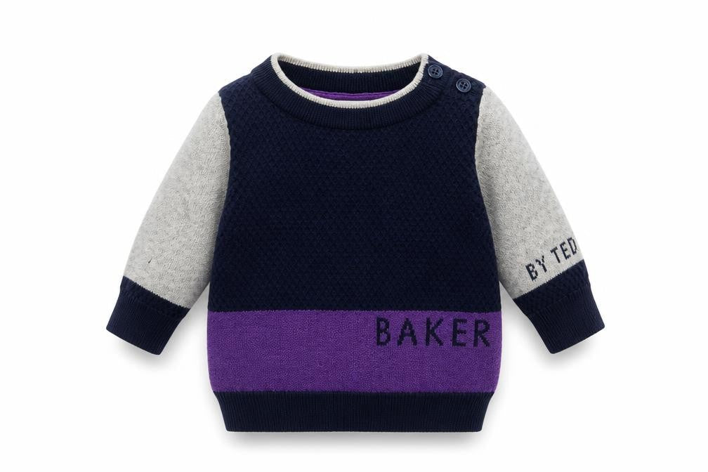 Front view of Ted Baker unisex multicoloured 0-3 months colourblock jumper