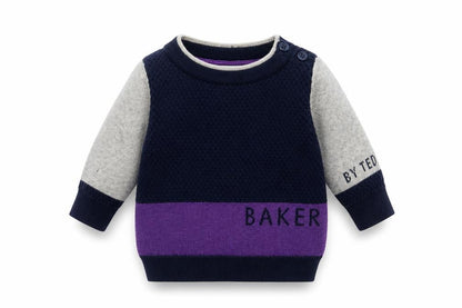 Front view of Ted Baker unisex multicoloured 0-3 months colourblock jumper