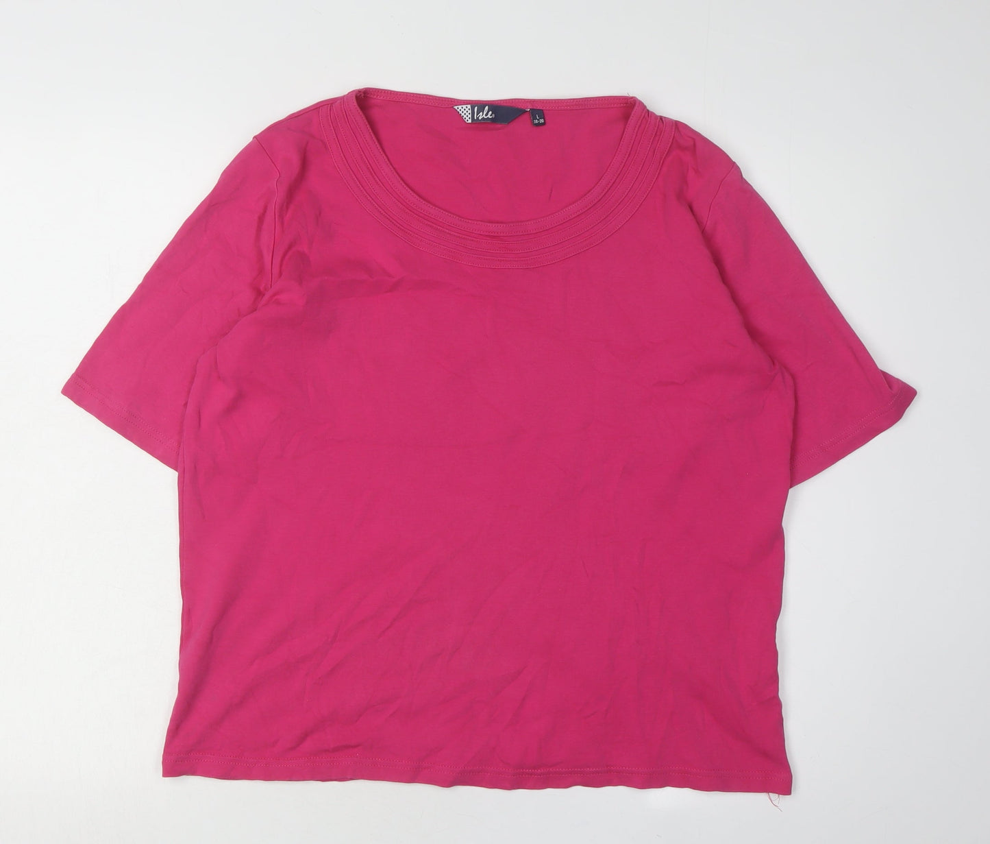 Womens UK Size 18 Isle Pink Basic T-Shirt