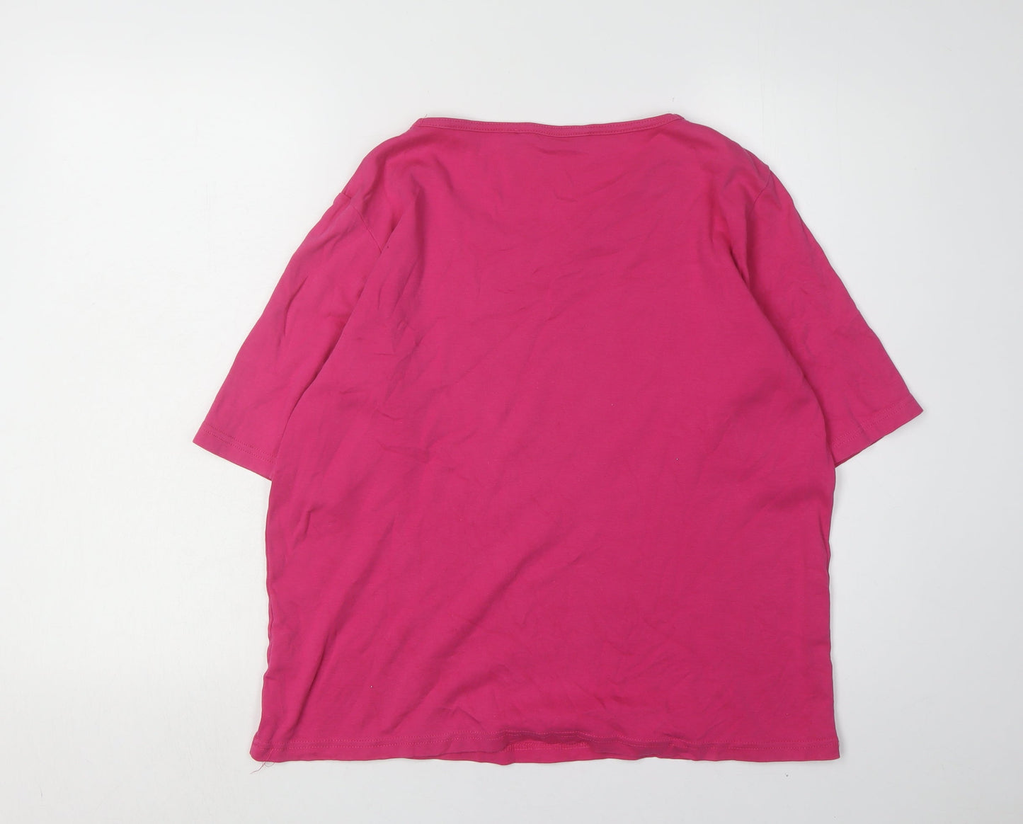 Womens UK Size 18 Isle Pink Basic T-Shirt