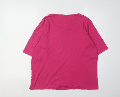 Womens UK Size 18 Isle Pink Basic T-Shirt