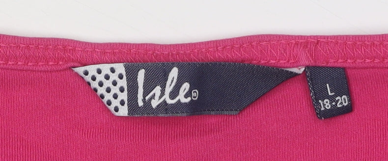 Womens UK Size 18 Isle Pink Basic T-Shirt