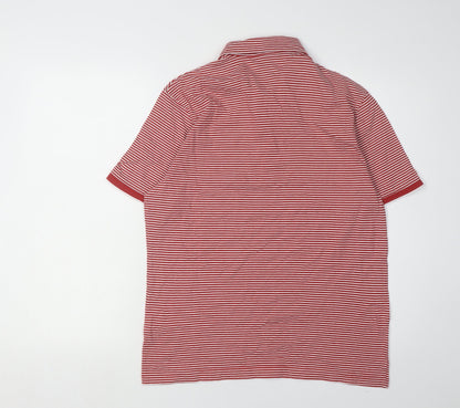 Marks and Spencer Men's Red Striped Polo Shirt M