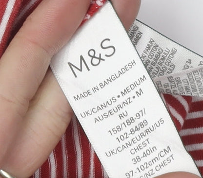 Marks and Spencer Men's Red Striped Polo Shirt M
