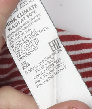 Marks and Spencer Men's Red Striped Polo Shirt M