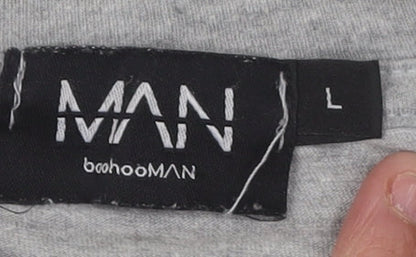 Mens UK Size L boohooMAN Grey  T-Shirt