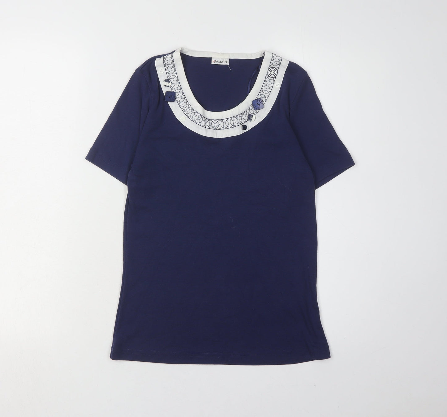 Damart Women's Blue T-Shirt Size 10/12 - Elegant Casual