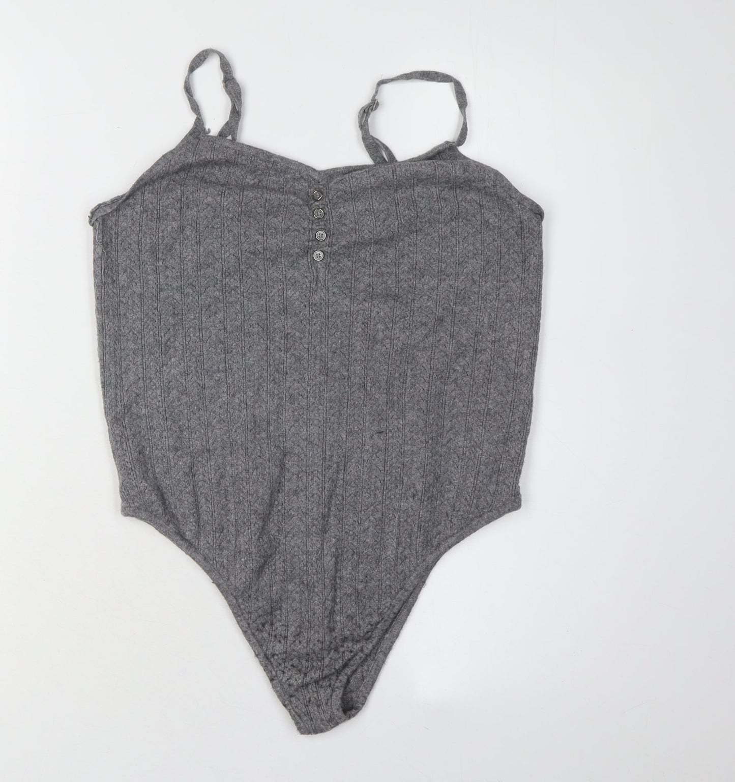 Stitch & Pieces Women's Grey Knit Bodysuit M - Casual Chic