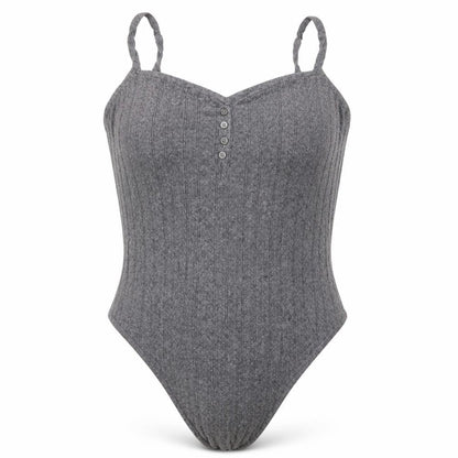 Stitch & Pieces Women's Grey Knit Bodysuit M - Casual Chic