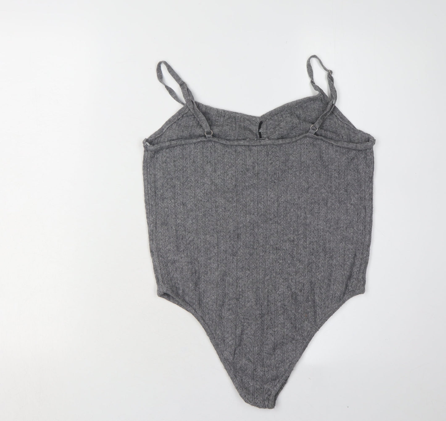 Stitch & Pieces Women's Grey Knit Bodysuit M - Casual Chic