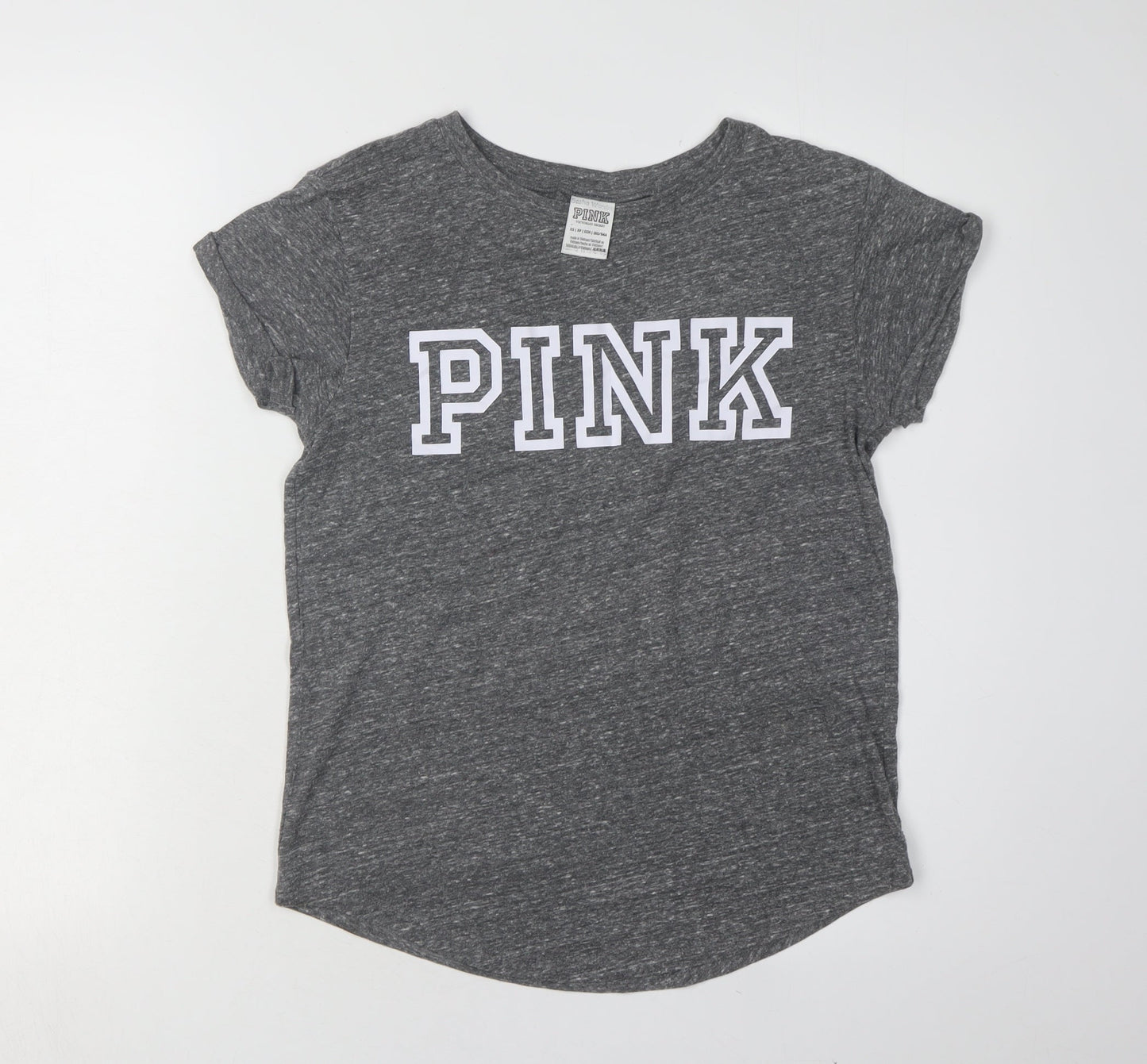 Womens UK Size XS PINK Grey Basic T-Shirt