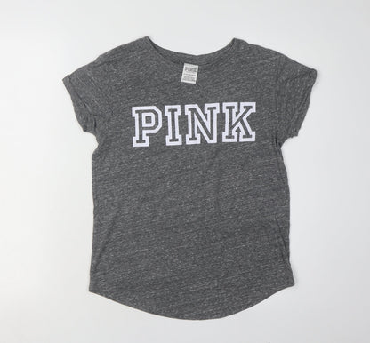 Womens UK Size XS PINK Grey Basic T-Shirt