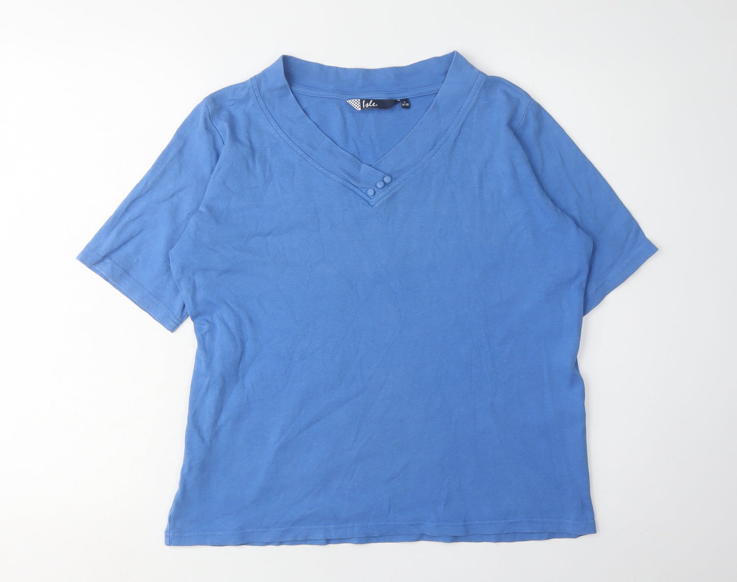 Womens UK Size L Isle Blue Basic T-Shirt