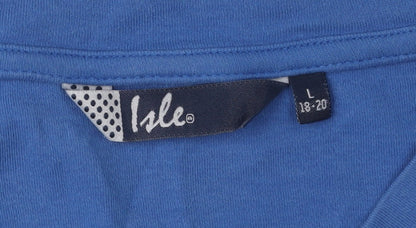 Womens UK Size L Isle Blue Basic T-Shirt