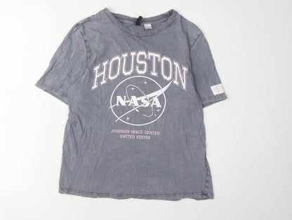 Unisex Adults UK Size XS H&M Grey Basic T-Shirt