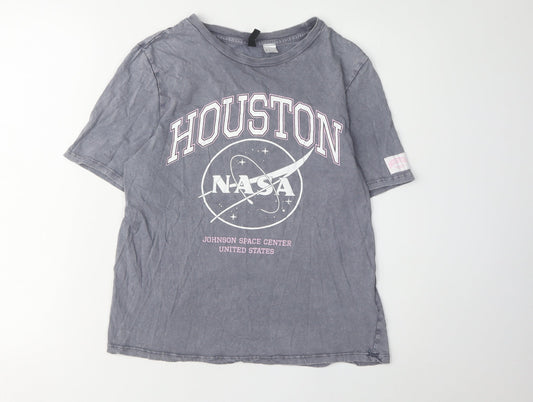 Unisex Adults UK Size XS H&M Grey Basic T-Shirt