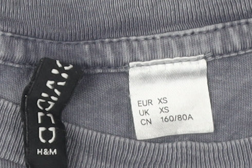 Unisex Adults UK Size XS H&M Grey Basic T-Shirt