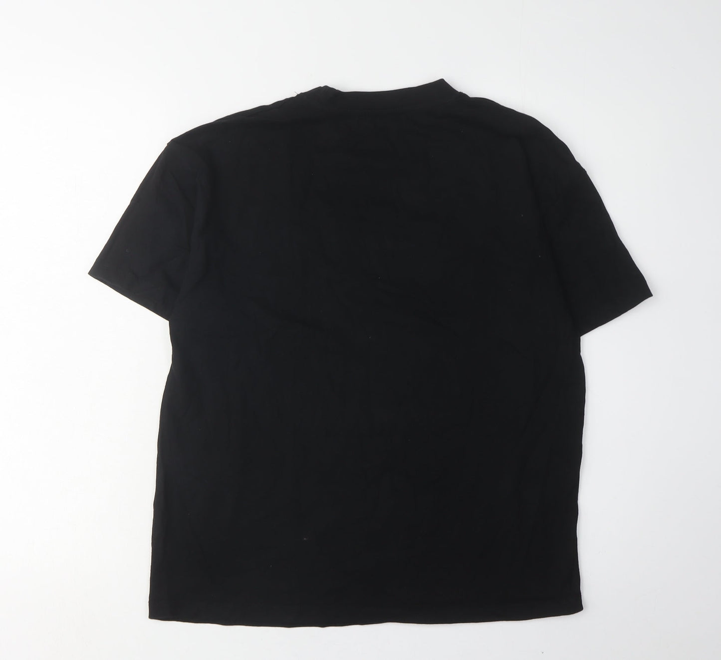 Pull & Bear Men's Black Cotton Crew Neck T-Shirt S