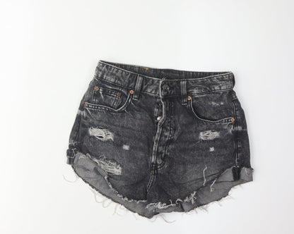 H&M Women's Black Distressed Denim Cut-Off Shorts