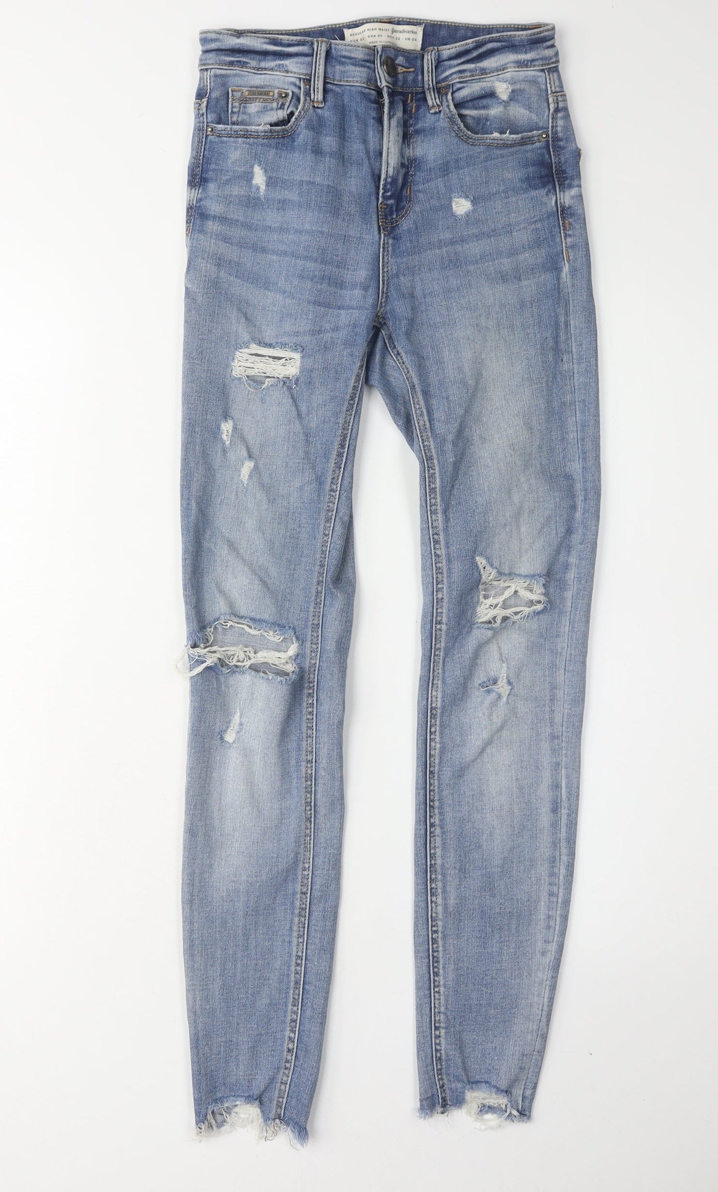 Womens UK Size 4 Stradivarius Regular Fit Skinny Blue Jeans