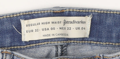 Womens UK Size 4 Stradivarius Regular Fit Skinny Blue Jeans