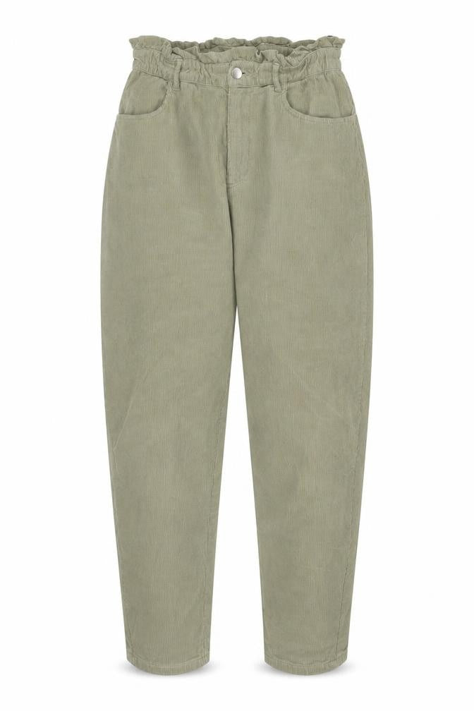 Womens UK Size 2 Zara Relaxed Fit Paperbag Green Trousers