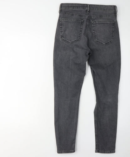 Topshop Women's Black Skinny Jeans UK 12 Distressed Denim