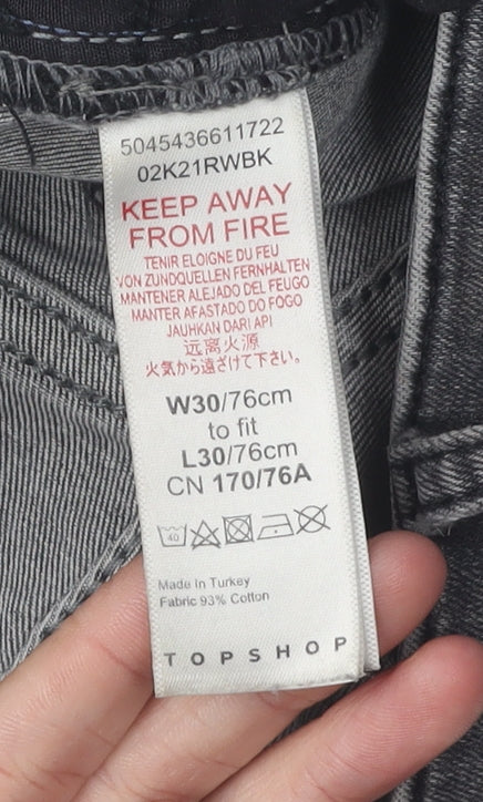 Topshop Women's Black Skinny Jeans UK 12 Distressed Denim