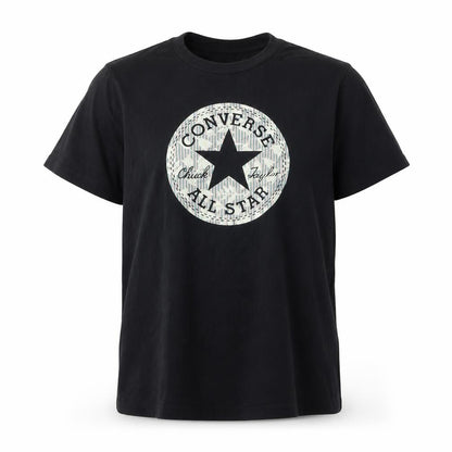 Front view of Converse unisex kids black graphic t-shirt s