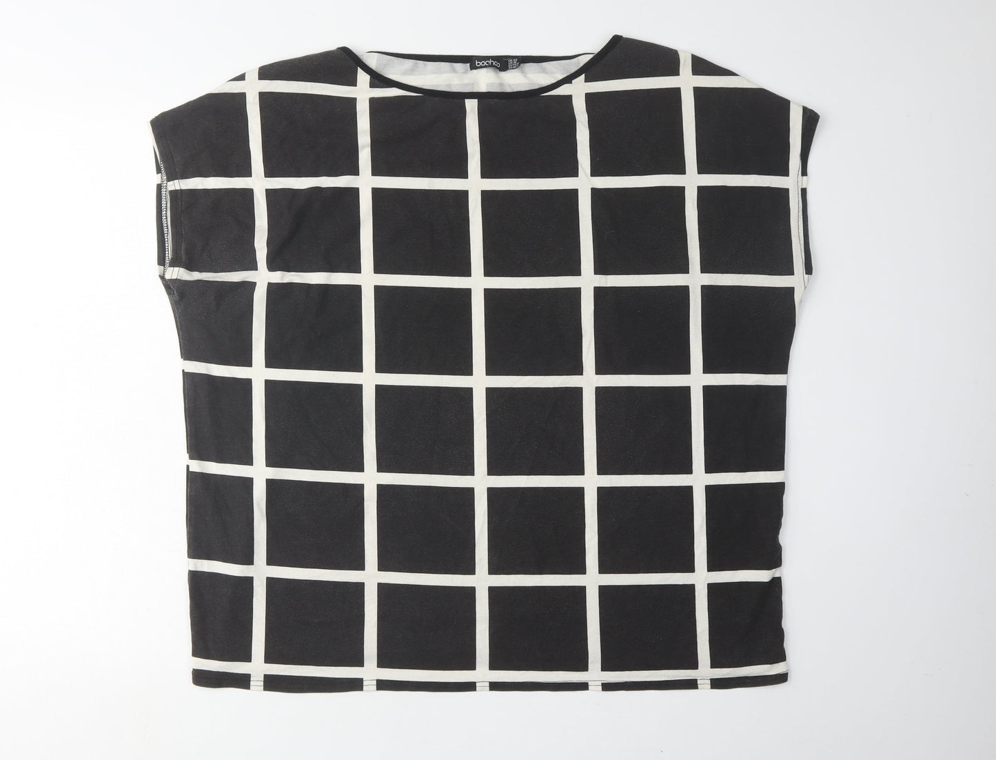 Boohoo Women's Black Check T-Shirt Size 22