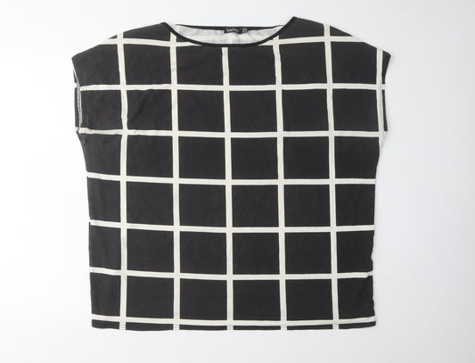Boohoo Women's Black Check T-Shirt Size 22
