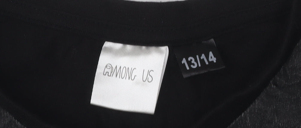 Among Us Black Boys' T-Shirt Age 13-14 - Casual Cotton Game Tee
