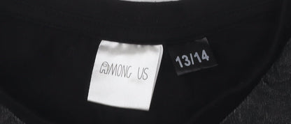 Among Us Black Boys' T-Shirt Age 13-14 - Casual Cotton Game Tee