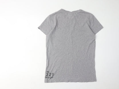 Revolution Men's Grey Graphic Cotton T-Shirt, L, Retro Style