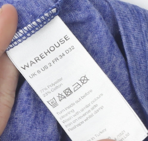Womens UK Size 6 Warehouse Blue Basic T-Shirt