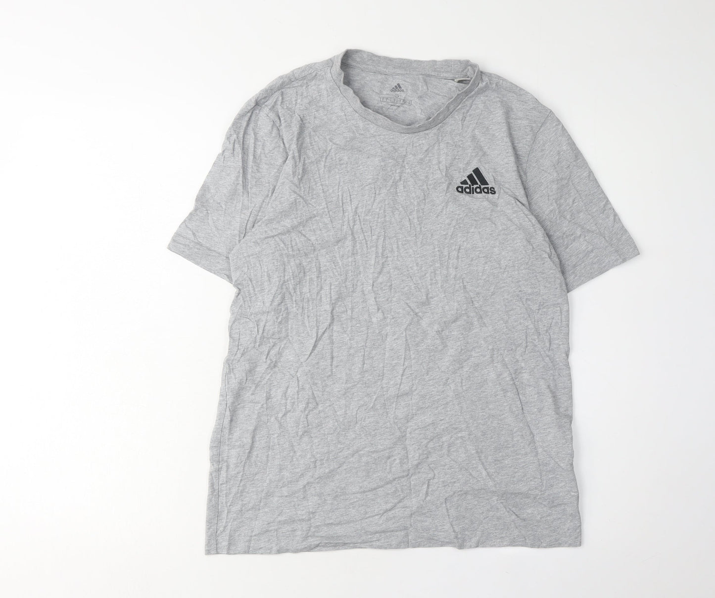 Adidas Men's Grey Cotton Crew Neck T-Shirt S