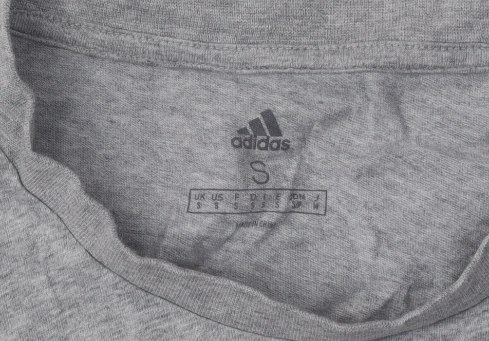 Adidas Men's Grey Cotton Crew Neck T-Shirt S