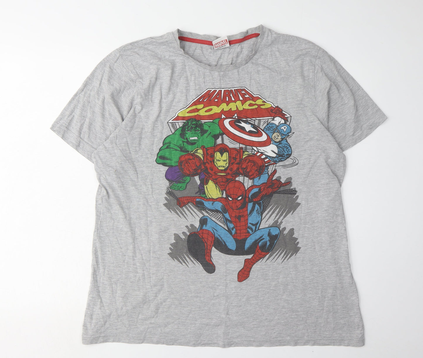 Marvel Men's Grey Comics T-Shirt Size L Short Sleeve
