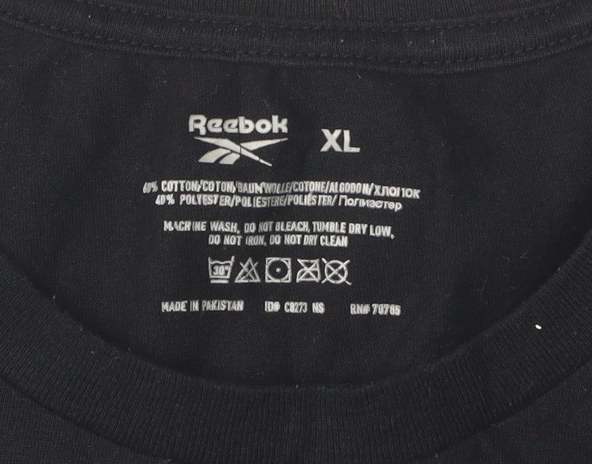 Reebok Men's XL Black T-Shirt, Comfortable Cotton Blend
