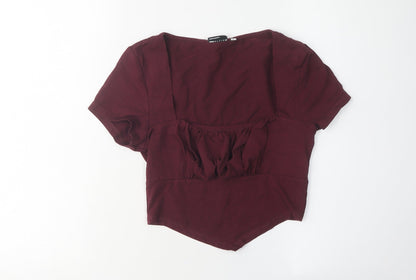 Womens UK Size 10 ASOS DESIGN Red Cropped Blouse