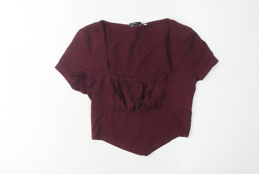 Womens UK Size 10 ASOS DESIGN Red Cropped Blouse