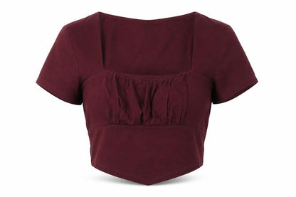 Womens UK Size 10 ASOS DESIGN Red Cropped Blouse