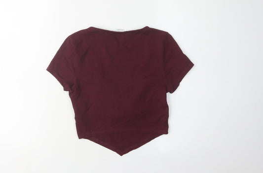 Womens UK Size 10 ASOS DESIGN Red Cropped Blouse