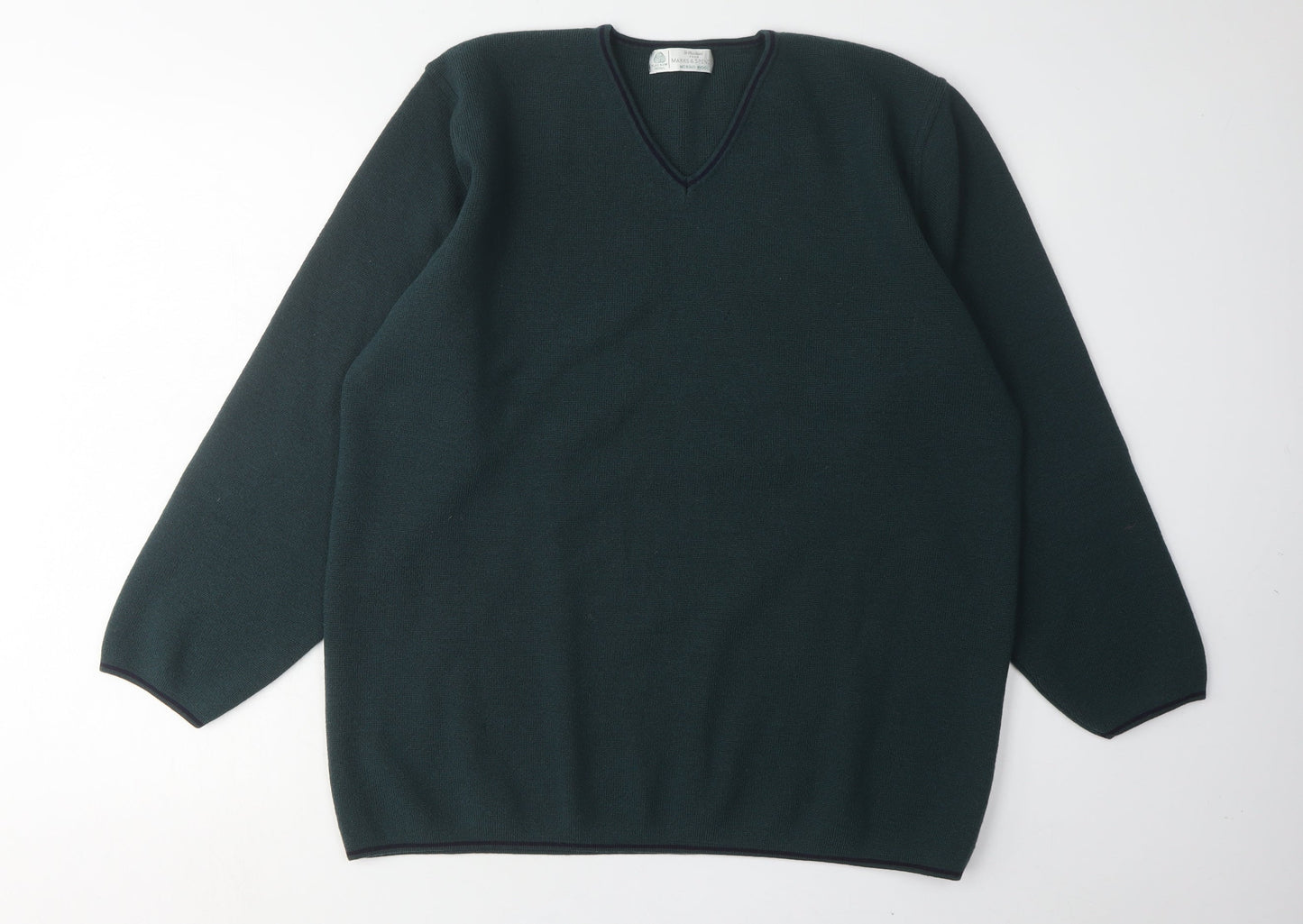 Marks and Spencer Men's XL Green Wool V-Neck Pullover